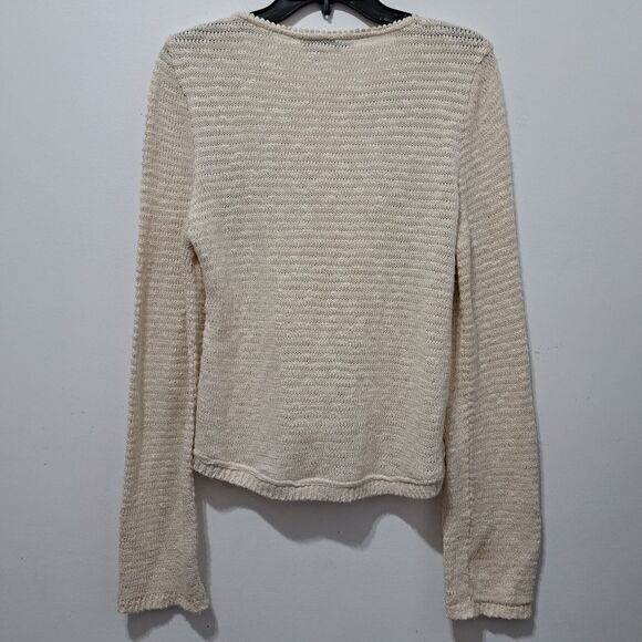 Zara Boho Floral Knit Crochet Coastal Minimalist Cardigan Cream Large - Picture 15 of 15